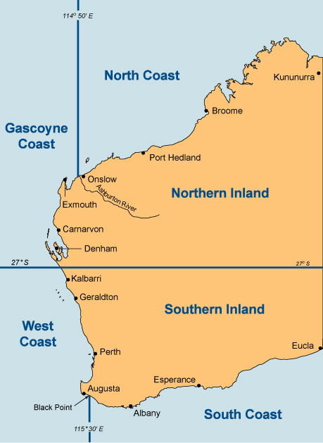 illustration map of Westen Australia